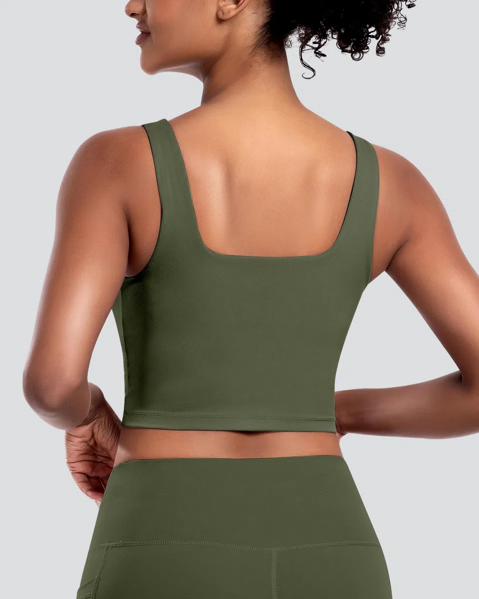 Sujetadores deportivos para mujer, paquete de 5 unidades, camiseta corta de cuello cuadrado para entrenamiento, camiseta de yoga acolchada con almohadillas integradas