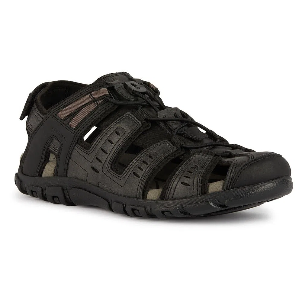Geox Uomo Strada C Sandal, Sandalias Deportivas Hombre, Negro, 45 EU