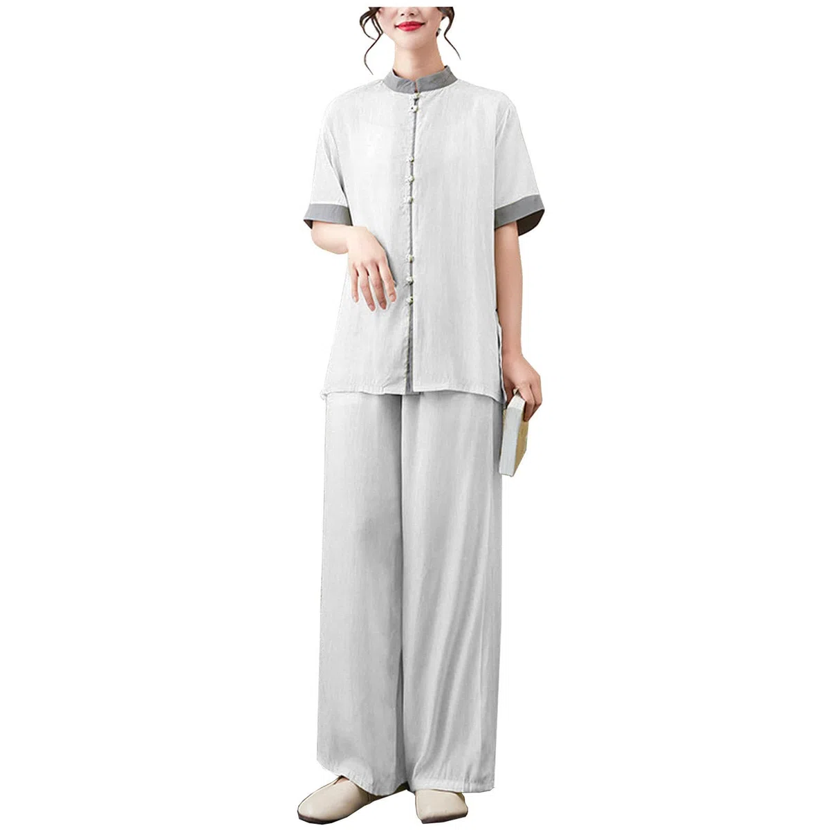 Uniforme de Tai Chi Chino Tradicional de Manga Corta Para Mujer, Ropa de Artes Marciales Para Ejercicios Matutinos, Ropa de Kung Fu, Ropa de Salón