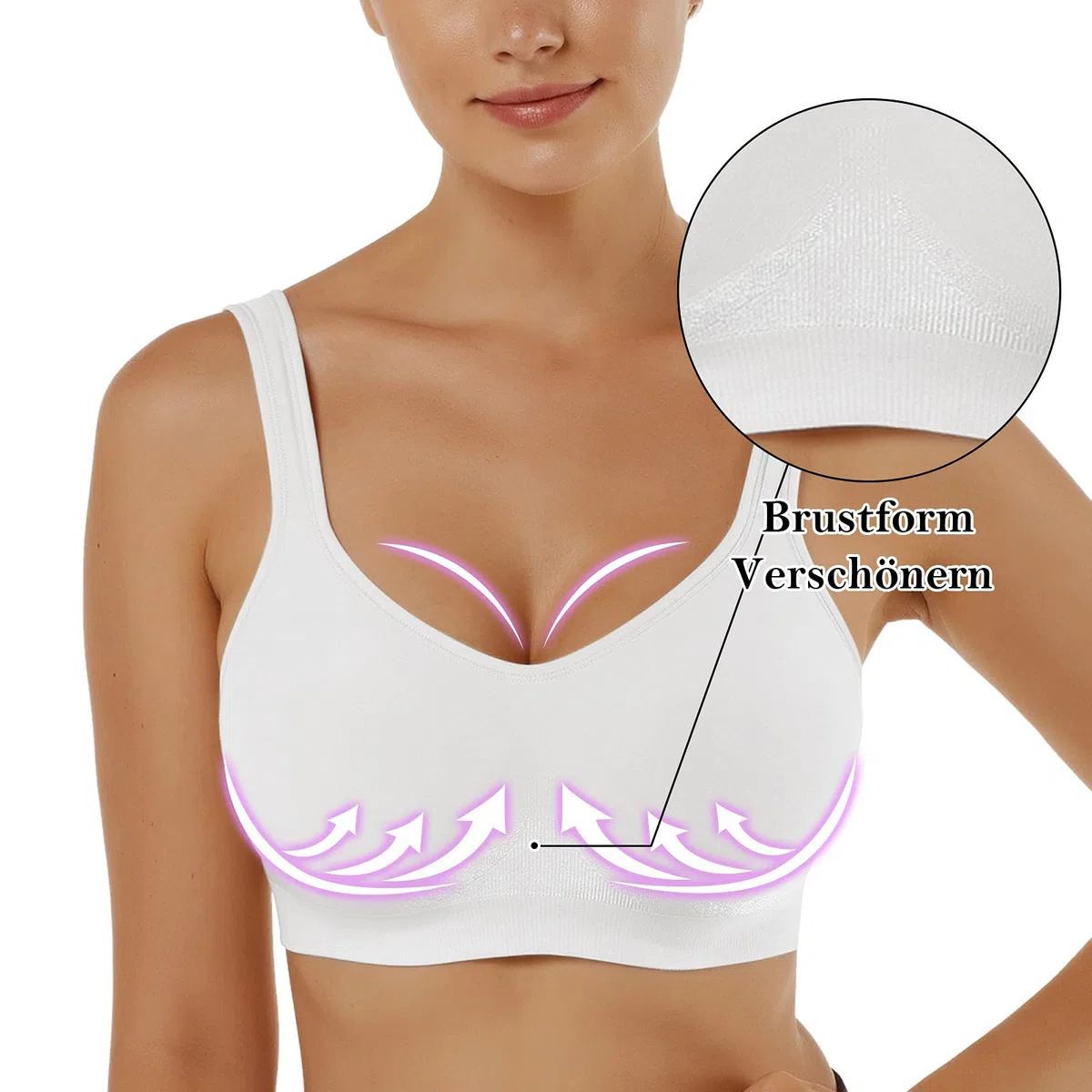 Vertvie Sujetador Deportivo Mujer 1/2/3 Piezas sin Aros con Almohadillas Sujetadores Cómodos para Diario Ejercicio Yoga Dormir(C-3*Blanco,M)