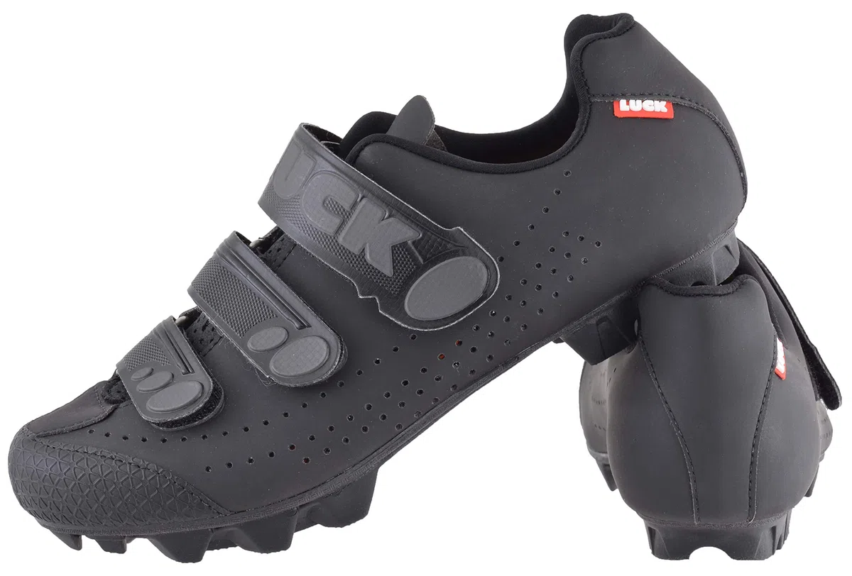 LUCK Matrix Revolution. Zapatillas Ciclismo MTB. Hombre, Mujer. Suela de Carbono Rígida y Ligera. Triple Velcro para un Ajuste Zapatos Ciclismo montaña Negro (47 EU, Negro)