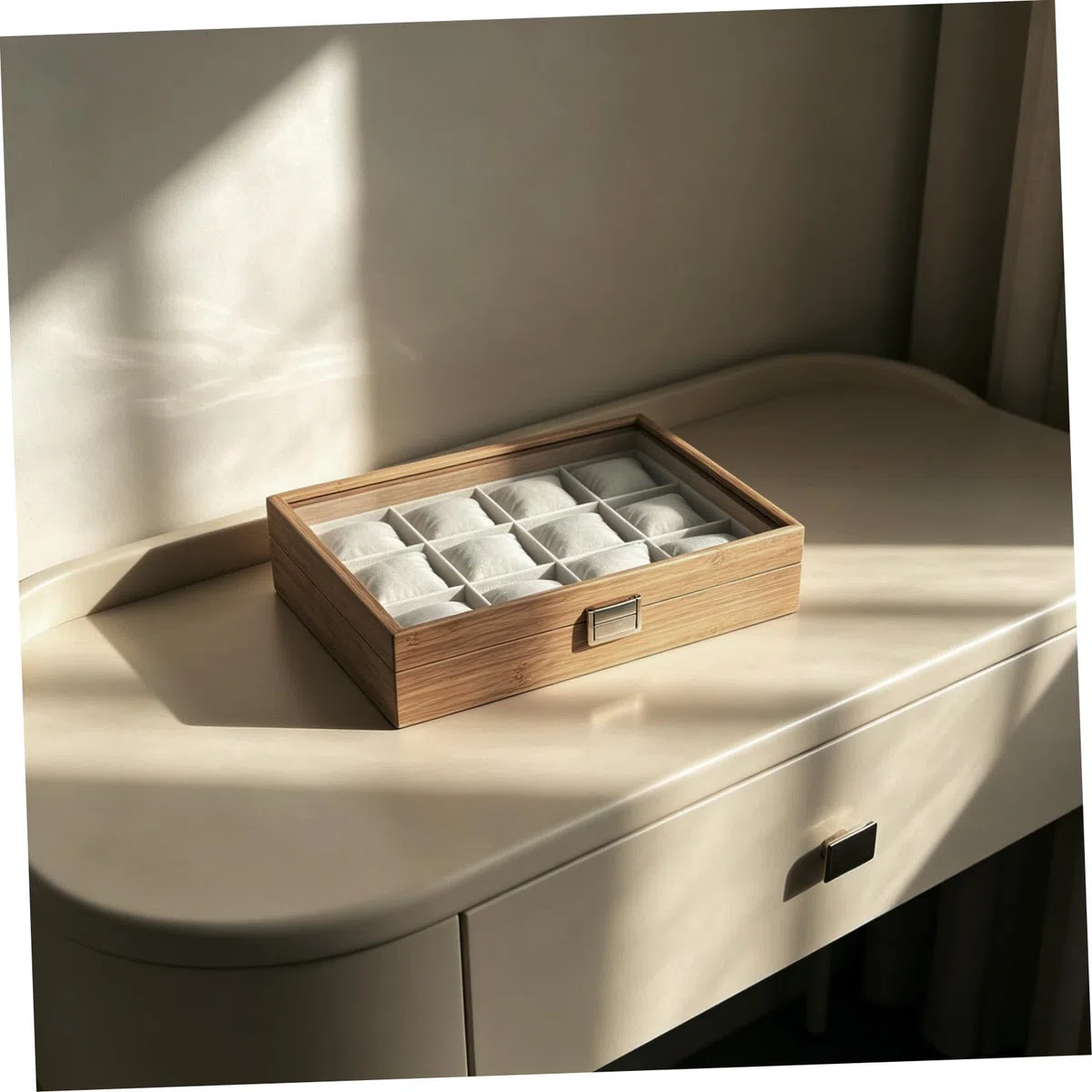 TOYANDONA Caja colección de relojes y organizador de joyas con elegante, 12 ranuras y cojines extraíbles para uso en del hogar o exhibición comercial