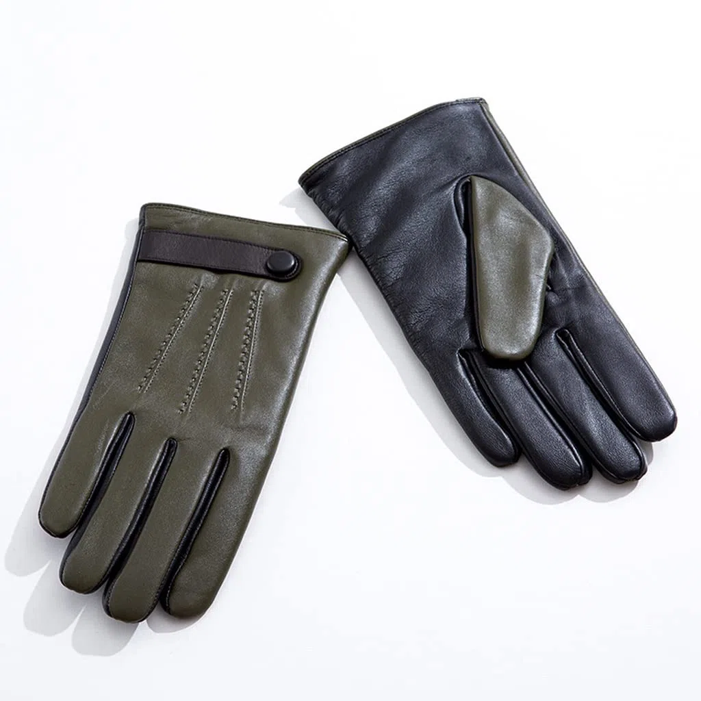 Guantes de Piel de Polar para Hombre, para Exteriores, conducción, Negocios, Invierno, cálidos, Pantalla