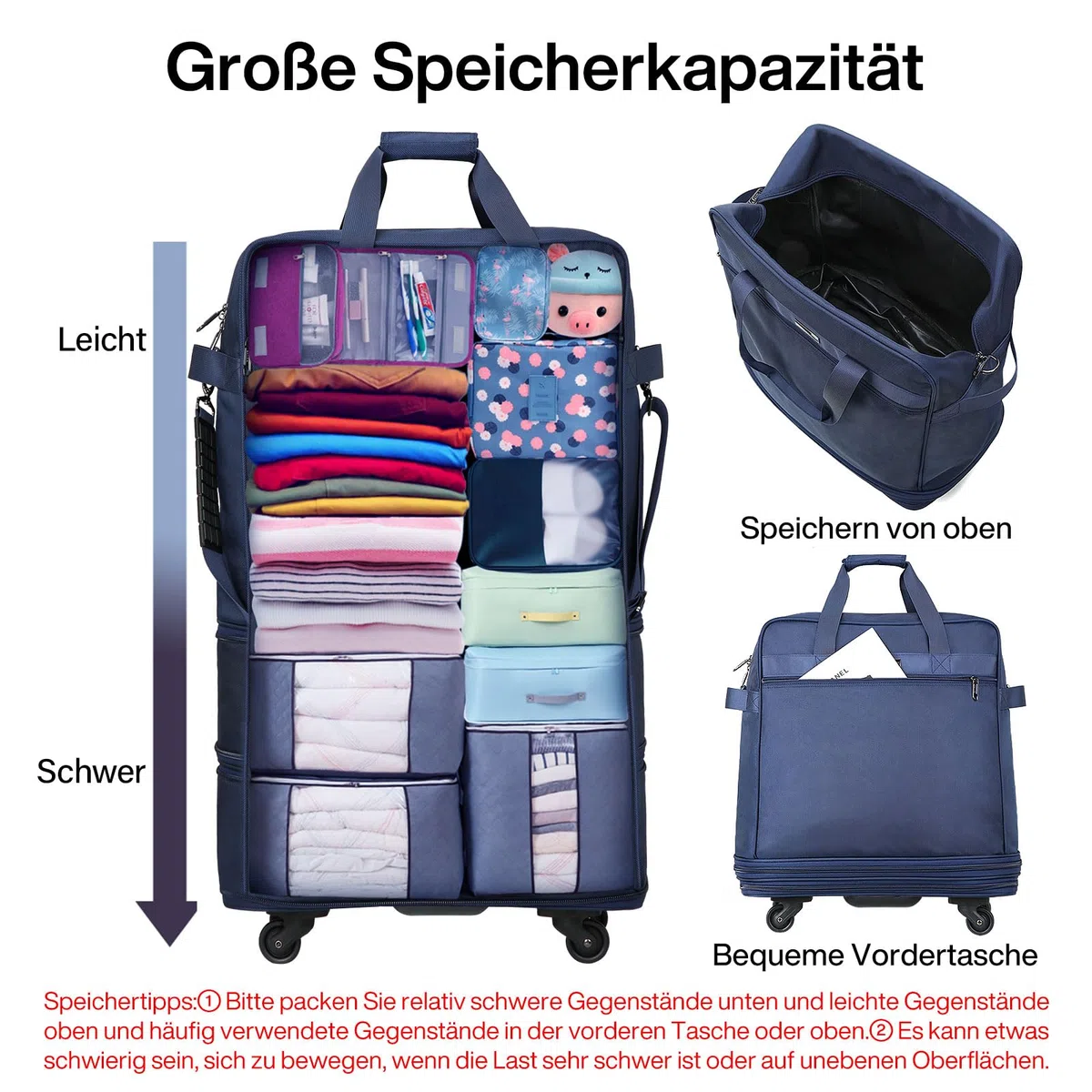 Hanke Maleta Grande expandible de 4 Ruedas, Ligera, Plegable, Maletas y Bolsas de Viaje, Equipaje de Mano Que se extiende 20/24/28 Pulgadas, Bolsa de Lona sin asa telescópica para Hombres y Mujeres