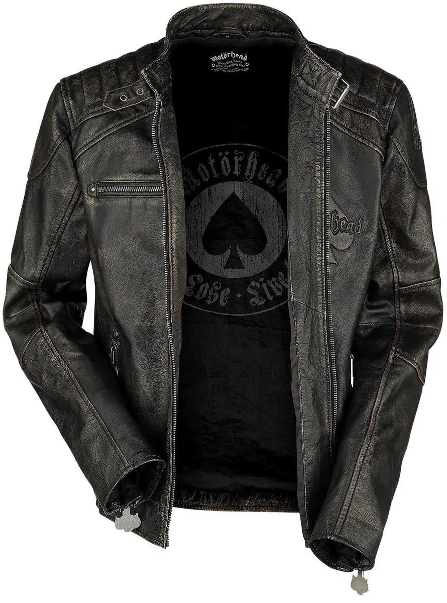 Motörhead England Hombre Chaqueta de Cuero Negro