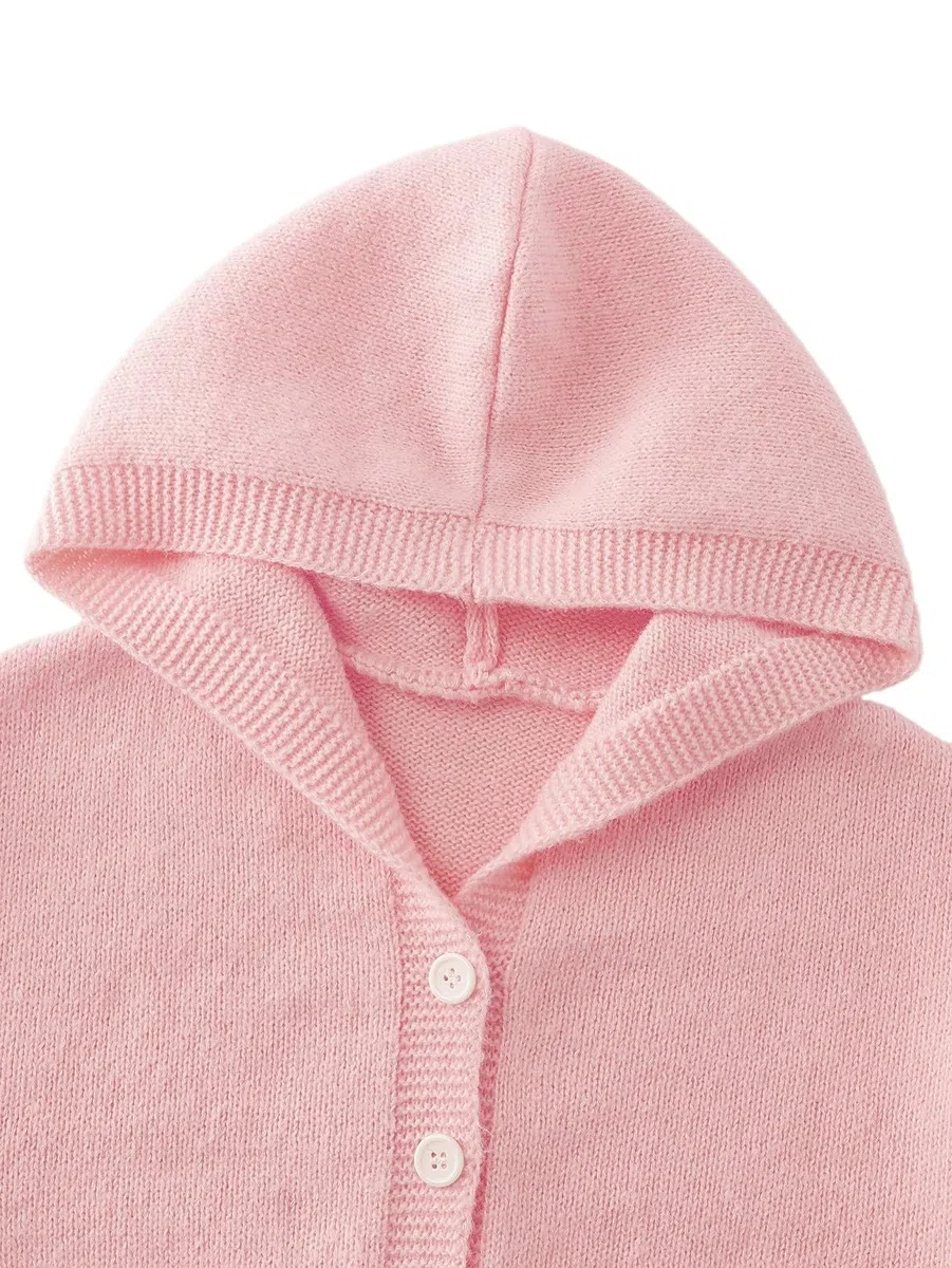 SweatyRocks Chaqueta de punto para niña de manga larga, bonita chaqueta con capucha, chaqueta con capucha para otoño, chaqueta con capucha con botones, para 4-8 años