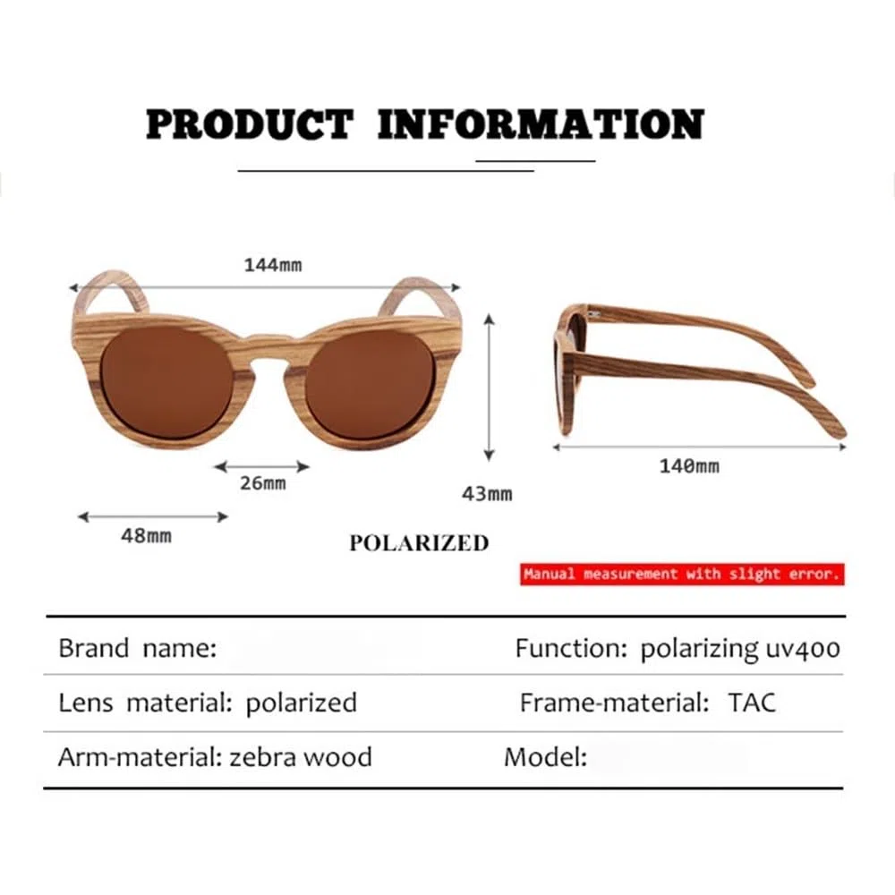 Gafas de sol de madera polarizadas para hombre, protección UV400, para mujer, para viajar, montar a caballo, gafas de moda para mujer.