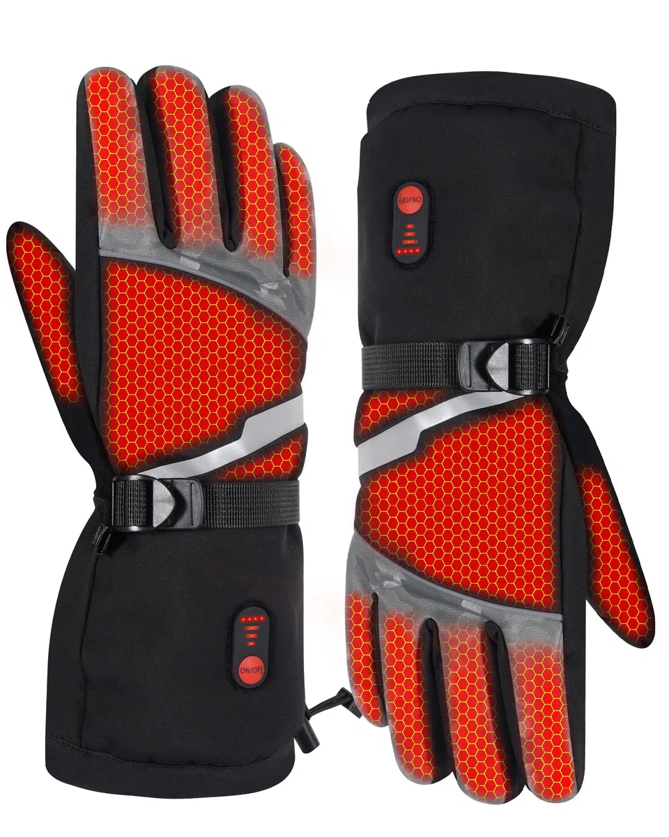 LAMA Guantes calefactables de esquí para hombre y mujer, guantes de ciclismo, guantes de invierno calentados, guantes deportivos con batería de 7,4 V 23,7 wh, para motociclismo, esquí, actividades al