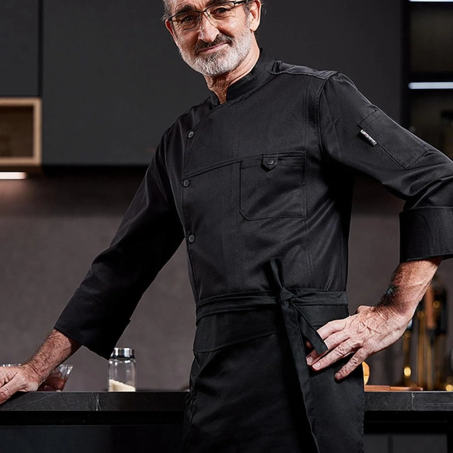 Qianly Chaqueta de Chef Unisex Uniforme de Cocina Profesional con Bolsillos y Botones Tela Transpirable Apta para Restaurantes Hoteles Panaderías O Clases