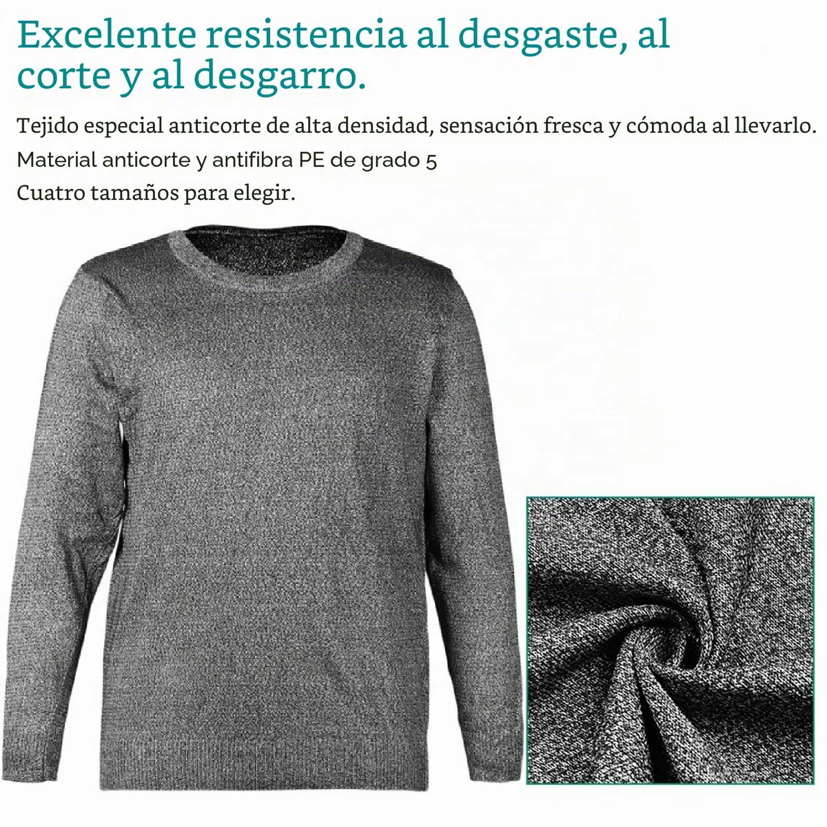 Camisa Resistente A Cortes Ropa Anti Cortes Jersey Protector De Nivel 5 Camisa De Seguridad Laboral De Manga Larga con Cuello Redondo para Fabricación Industrial(XL)