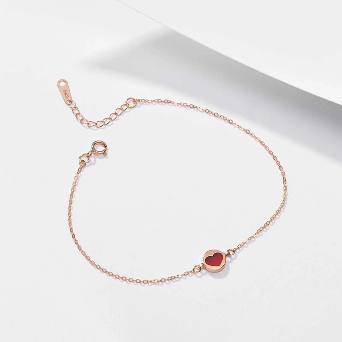 Pulsera con Dije de corazón para Mujer en Oro Rosa de 18 Quilates