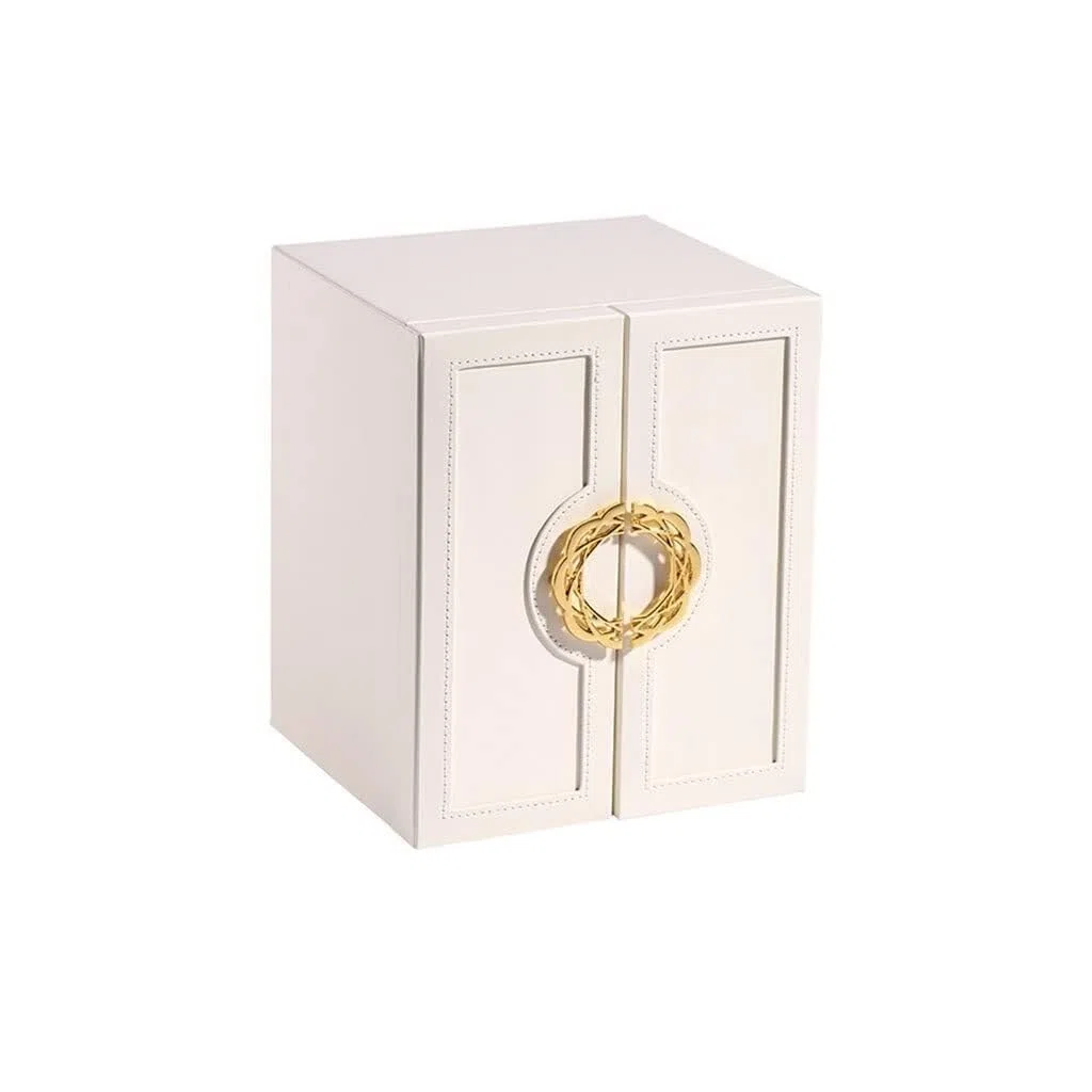 Joyero Organizador con 5 cajones y Puertas Dobles, Estuche de Cuero para Guardar Anillos, Pendientes, Collares y Relojes.
