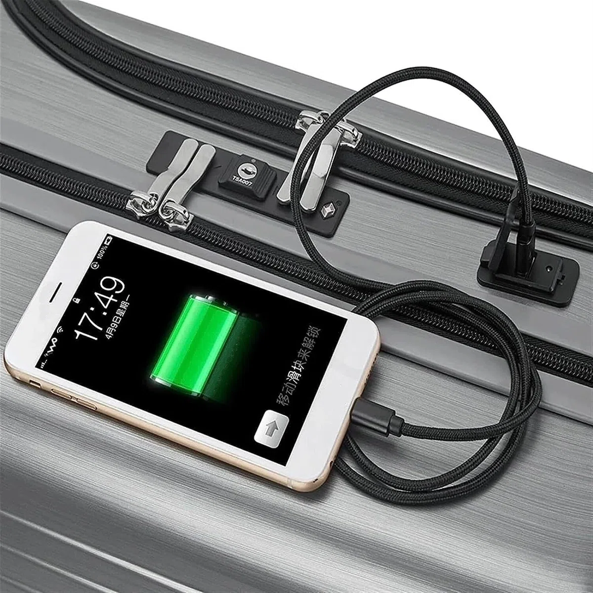 Maleta Maletas Estuche Rígido Recargable con Puerto USB Equipaje De Mano Negocios Equipaje de Mano(Black)