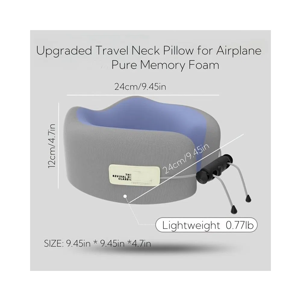 Almohada cervical de viaje de espuma viscoelástica para dormir en avión, soporte mejorado para comodidad de cabeza y cuello durante los vuelos