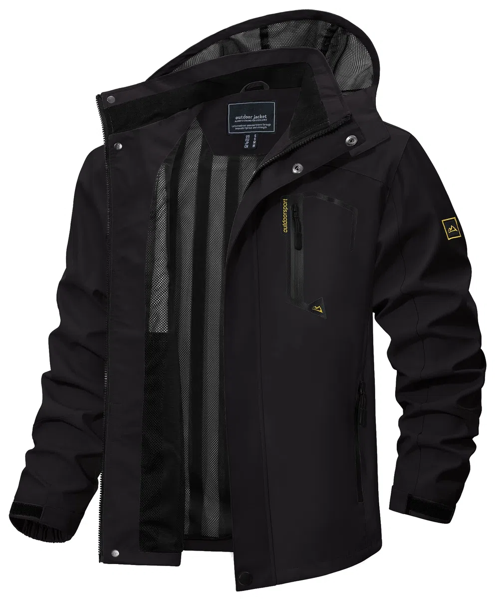 TACVASEN Chaqueta Impermeable con Capucha para Hombre Abrigo para Caminar a Prueba de Viento Ligero Senderismo Ciclismo al Aire Libre