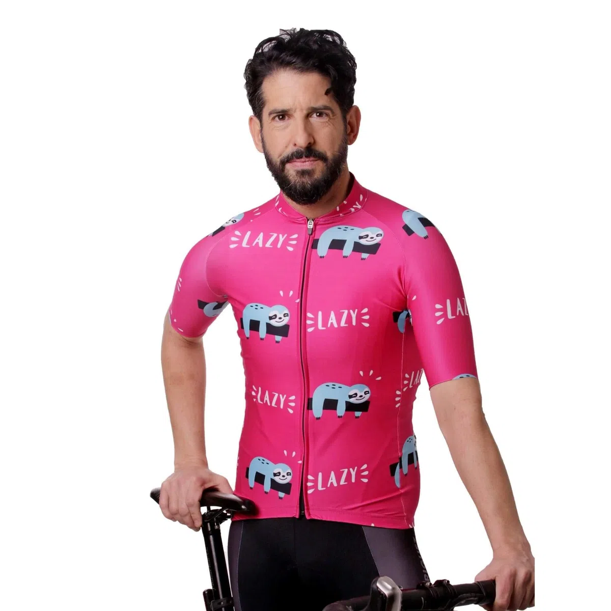 HOOPOE Maillot Rosa Lazy, Hombre, Mujer, Manga Corta, Equipación Ciclismo, Lazy Tallas (XS a XL)
