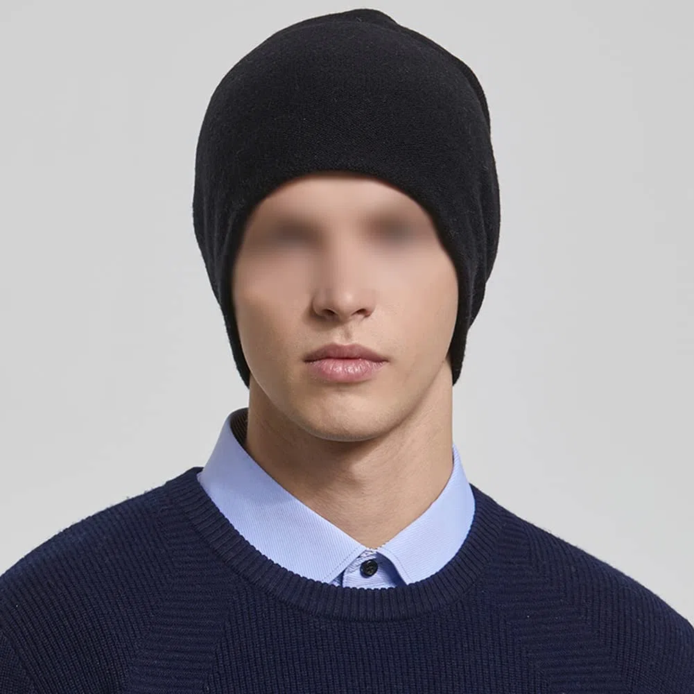 Gorro Clásico para Hombre Mujer,Gorro de Punto Elástico,Gorro Cálido para Uso Diario,100% Cachemira