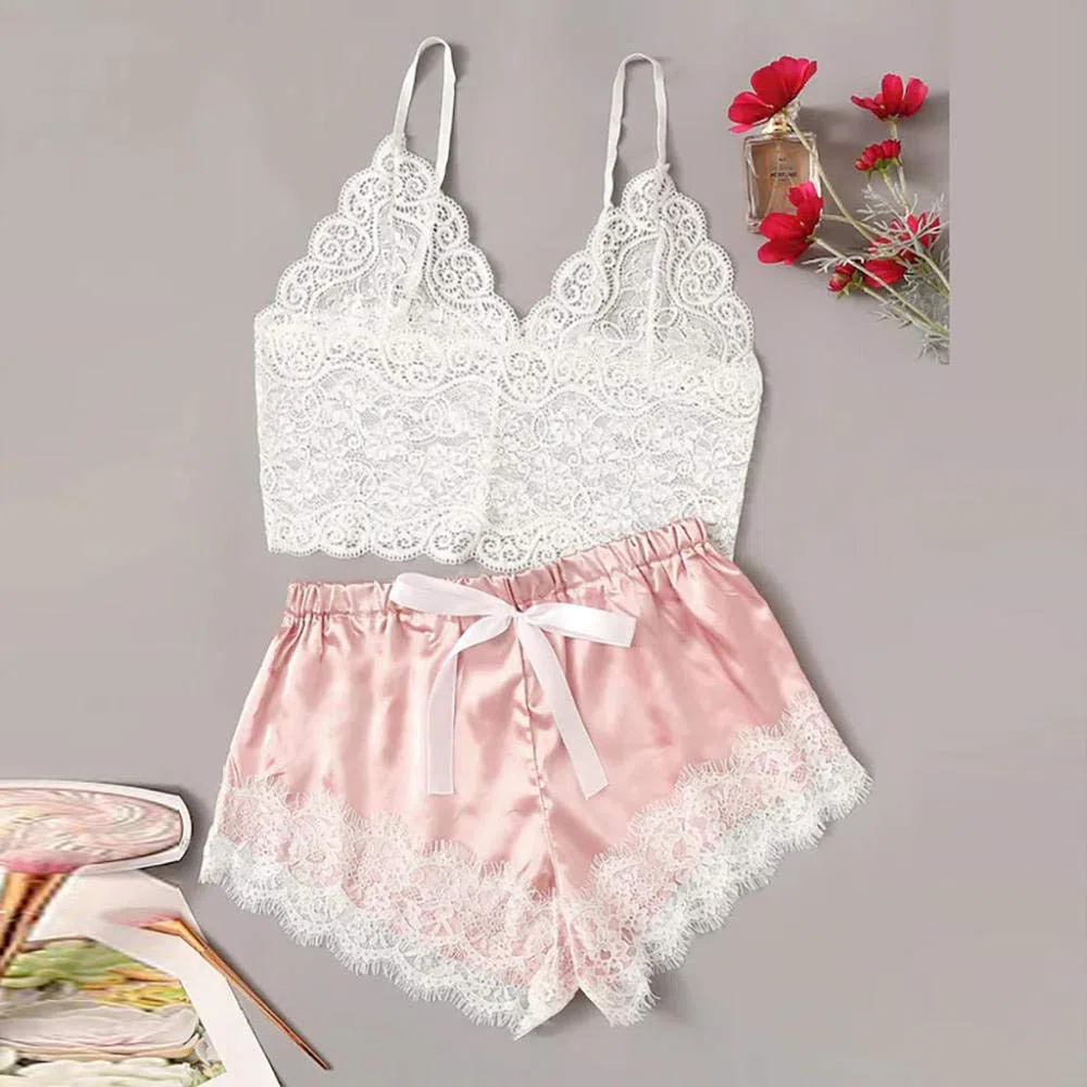 Mujer Sexy Color Fina Lenceria para Dama Sensual y EleganteConjuntos de Pijamas para Mujer Sujetadores Sexis para Mujer Ropa de Dormir de Encaje Sexy Ropa Interior Tops Conjuntos de Bragas