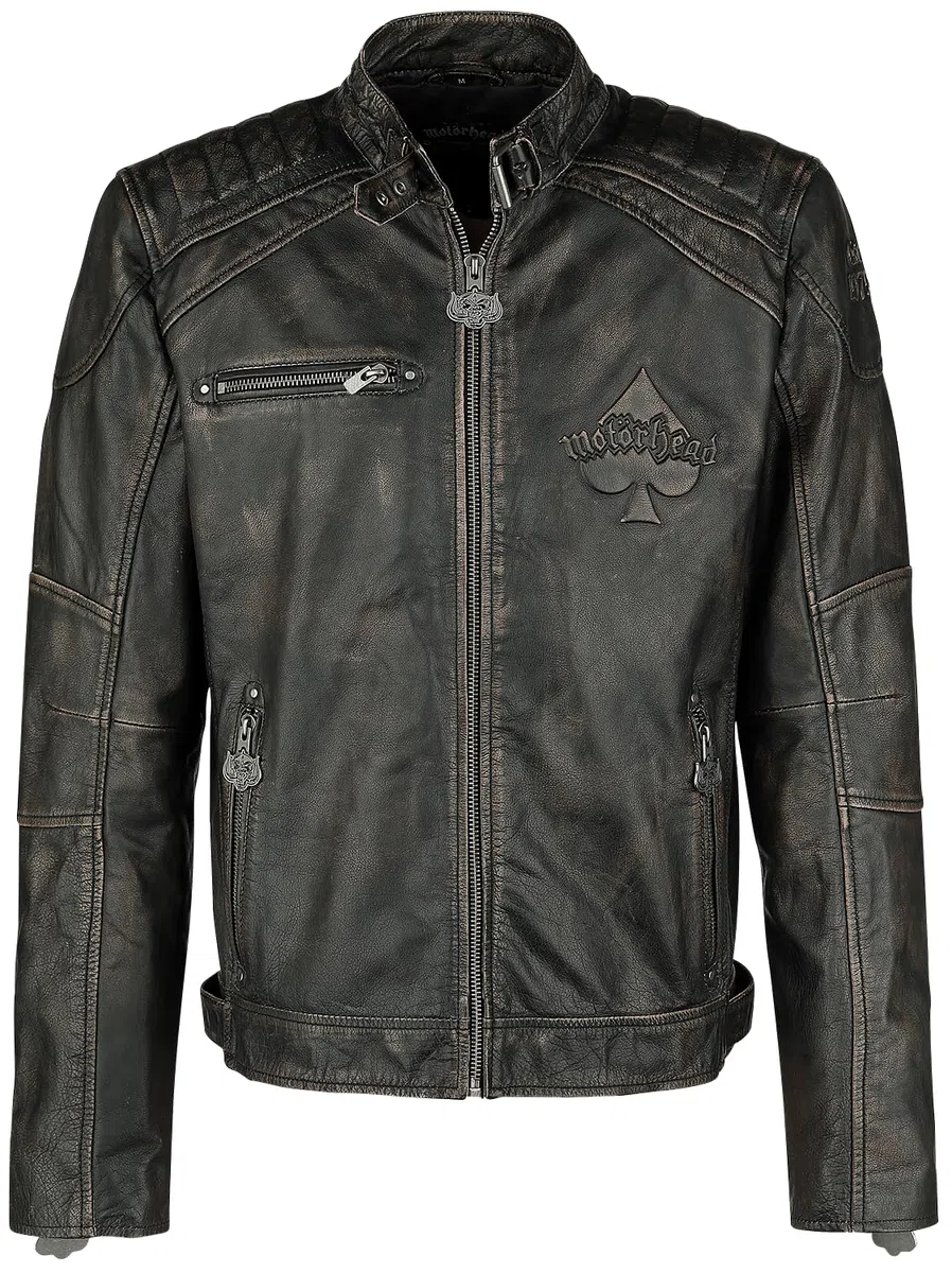 Motörhead England Hombre Chaqueta de Cuero Negro