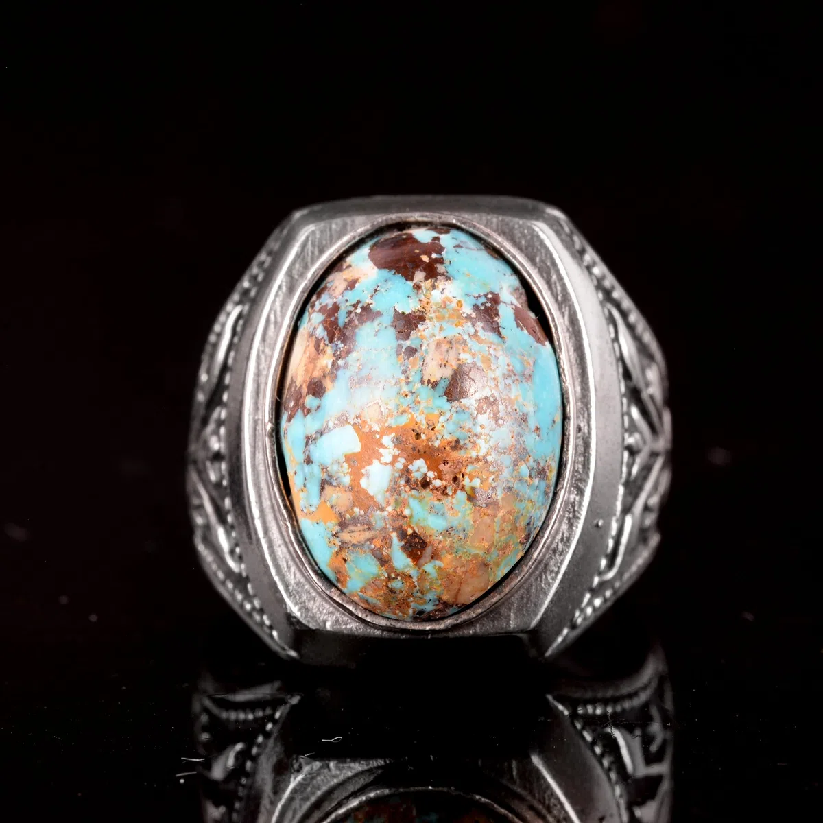 Anillo de plata de ley 925 para hombre, piedra preciosa turquesa natural, hecho a mano
