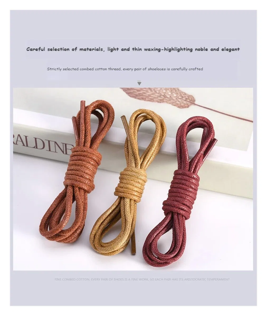Cordones de zapatos planos, 1 par de cordones encerados de algodón, botas redondas, cordones for hombres, cordones redondos Oxford(Purple Red,120cm)