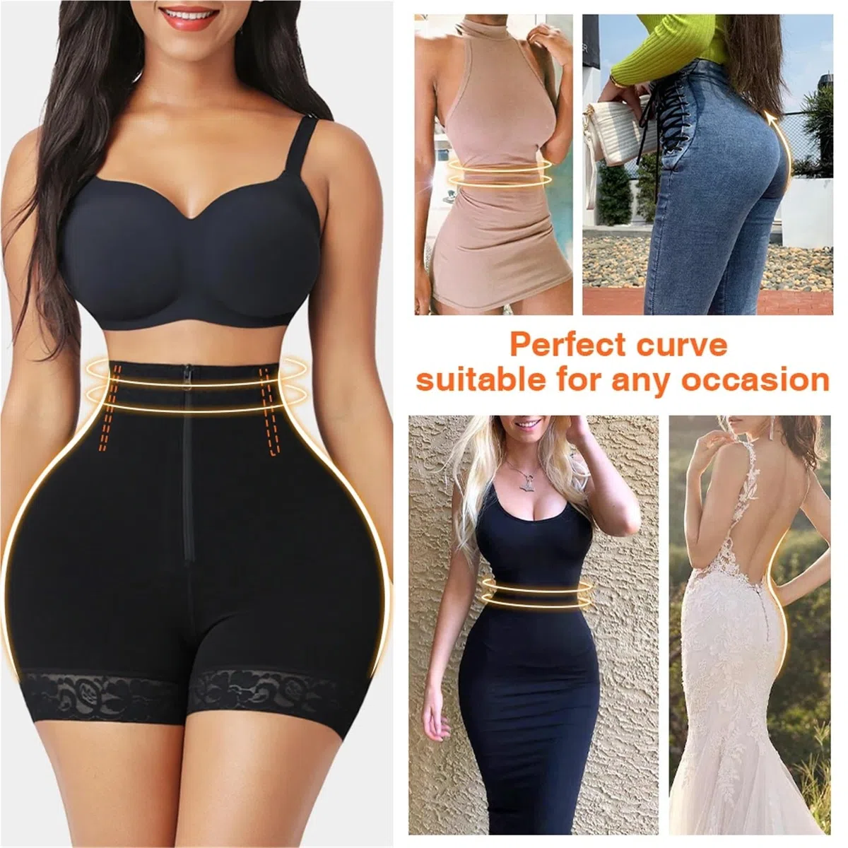 Braga Faja sin Costuras Faja Moldeadora de Cintura, Levantador glúteos, corsé, Bragas Alta, Ropa Interior, Control Abdomen, realce Caderas(Nude,One Size_M)