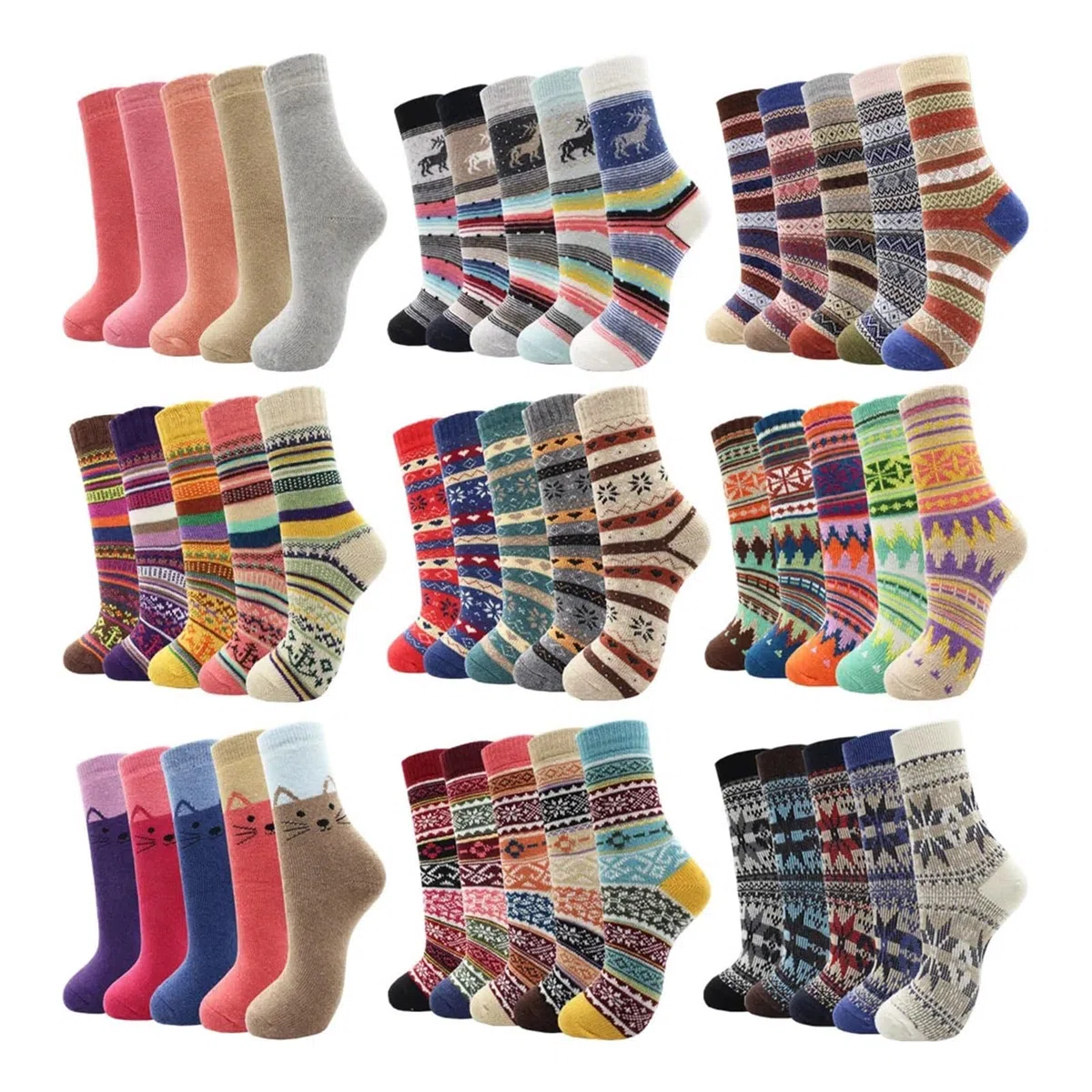 5 Pares De Calcetines Lana Conejo Cálidos Y Coloridos For Mujer, Ideales For Otoño E Invierno. Gruesos Cachemira For La Nieve