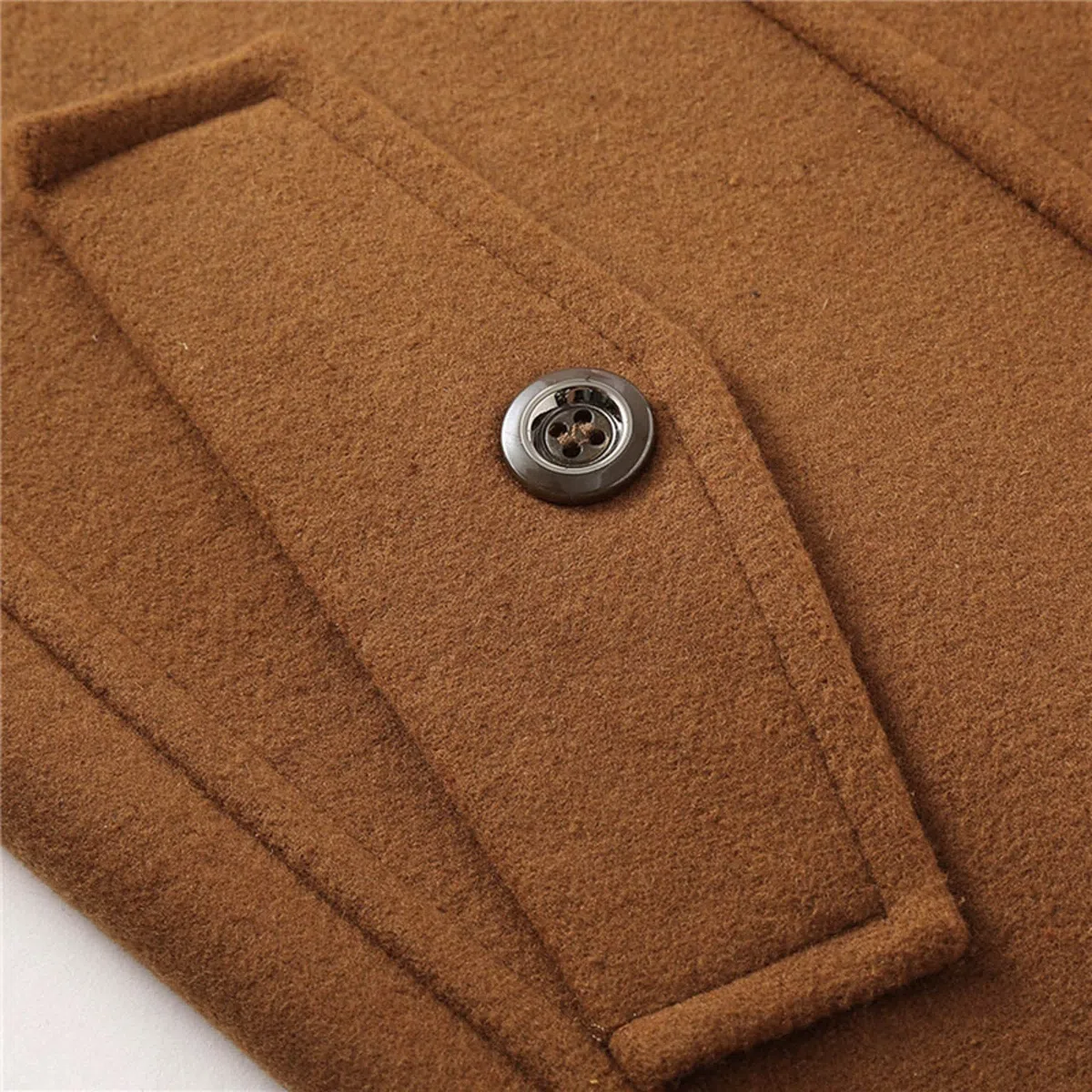 Abrigo de lana con cuello de doble capa para hombre, gabardina de longitud media, abrigo de diseño moderno, abrigo grueso y ajustado, abrigo térmico resistente al viento, abrigo liso de un solo pecho