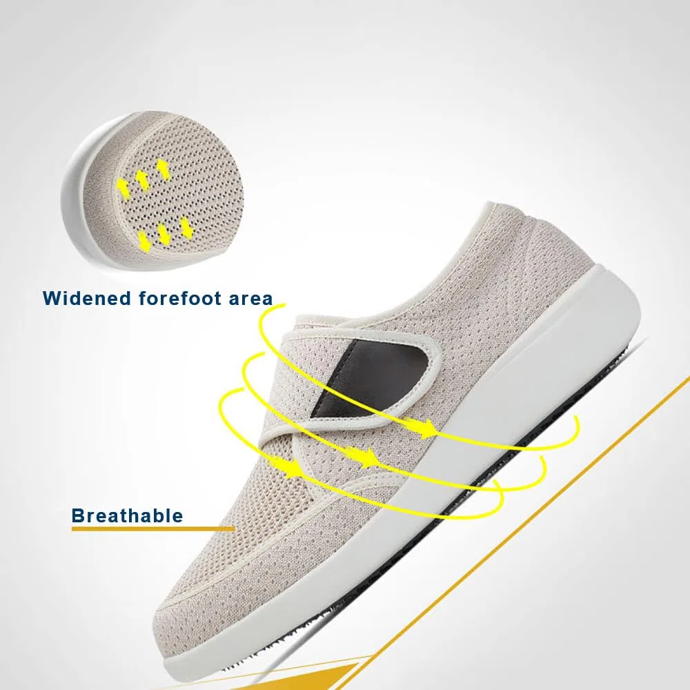 Zapatillas Ortopédicas para Diabéticos Fáciles De Poner Ajustables Y Extra Anchas Calzado Casual Transpirable para Caminar O Estar En Casa con Plantilla De Espuma Viscoelástica Y Suela