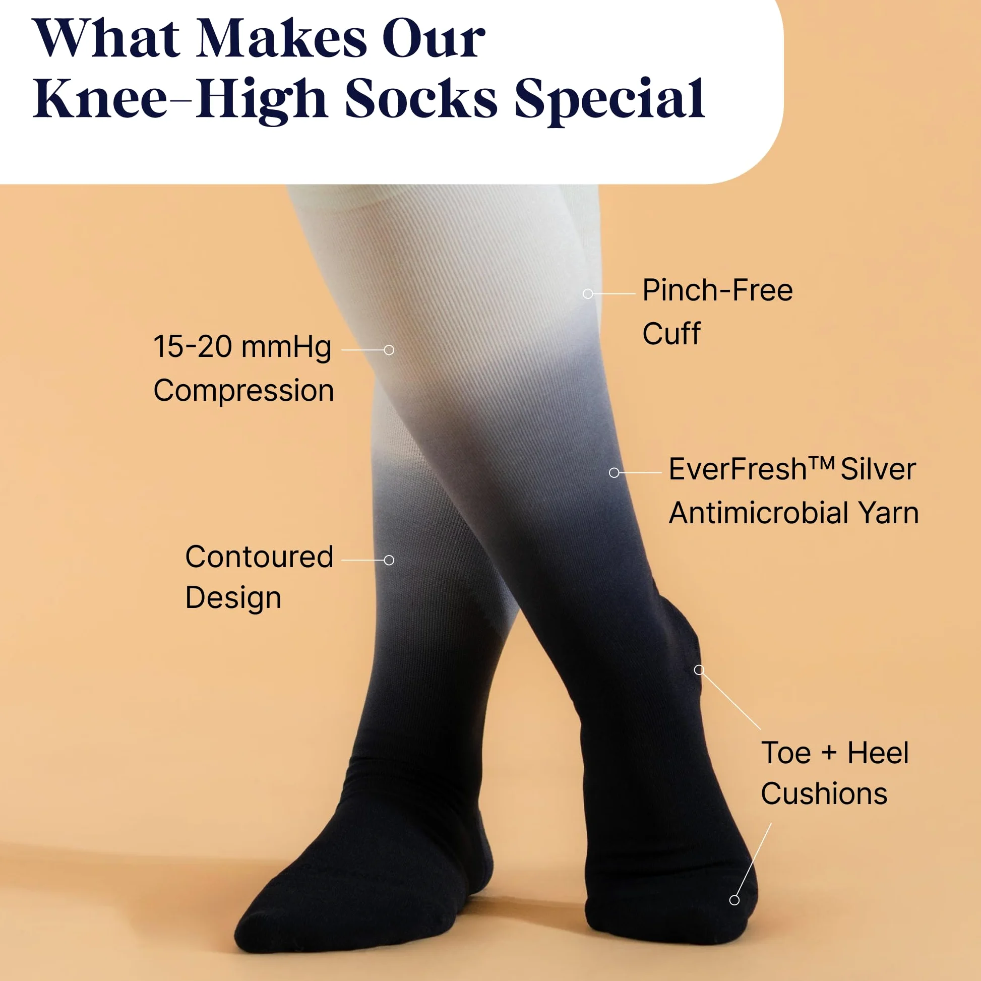 Comrad Paquete de 3 calcetines de nailon hasta la rodilla, calcetines de compresión graduada de 15-20 mmHg, (negro degradado, extragrande), calcetines de apoyo suaves y transpirables para hombres,