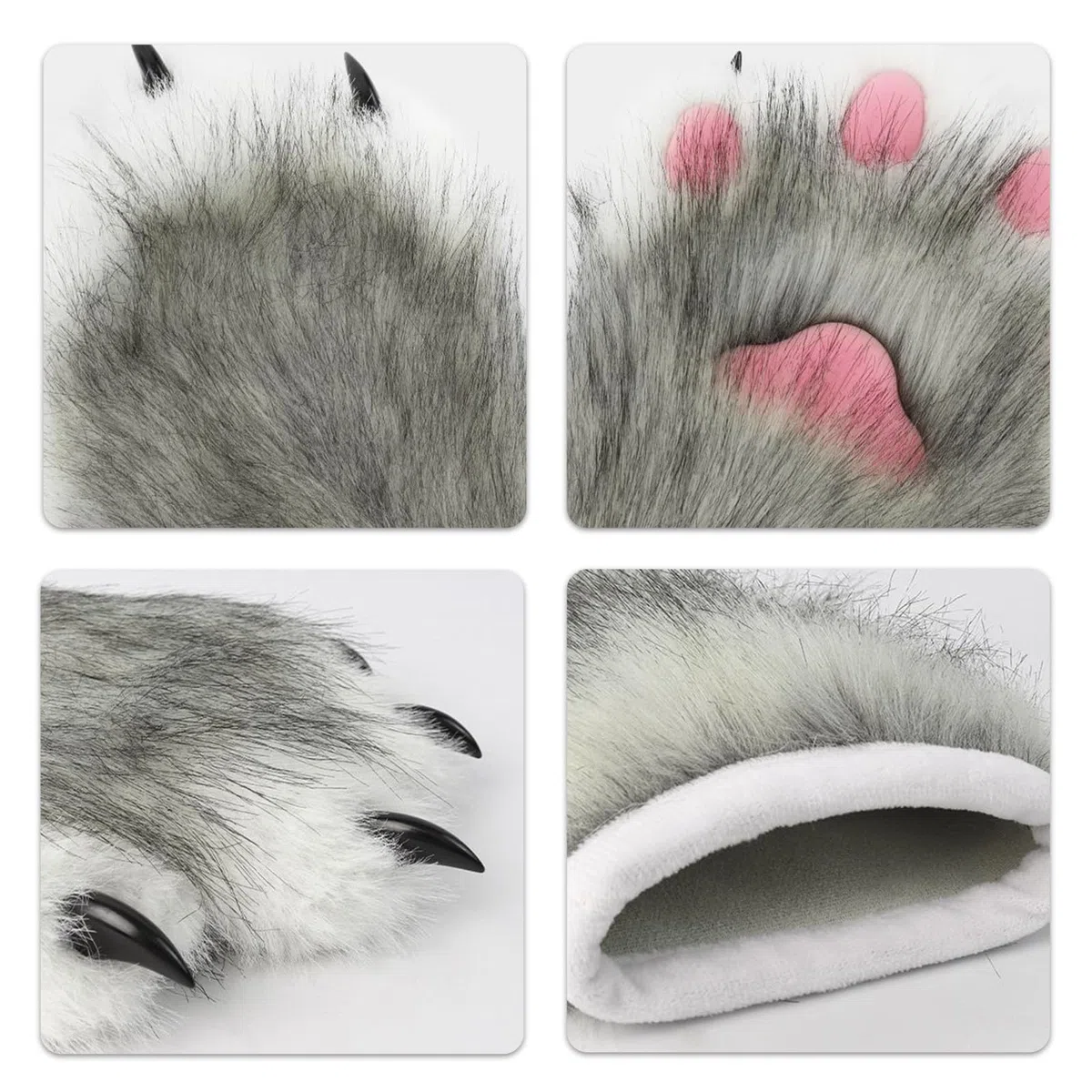Guantes peludos de felpa con patas de gatos, guantes de patas de animales para eventos temáticos de vacaciones, disfraces para mujeres y niñas, accesorios de disfraces, guantes cálidos para niños