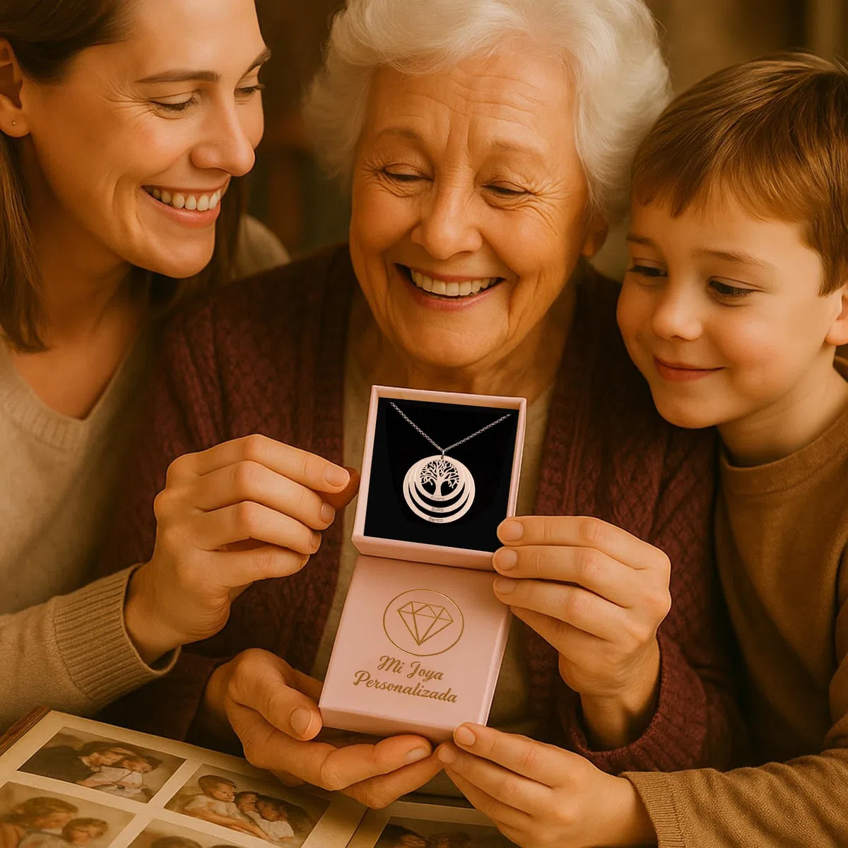 Colgante de Plata Personalizado con Árbol de la Vida y Nombres Grabados - Collar con hasta 3 Aros para Familia - Joyería Simbólica para Madres y Abuelas