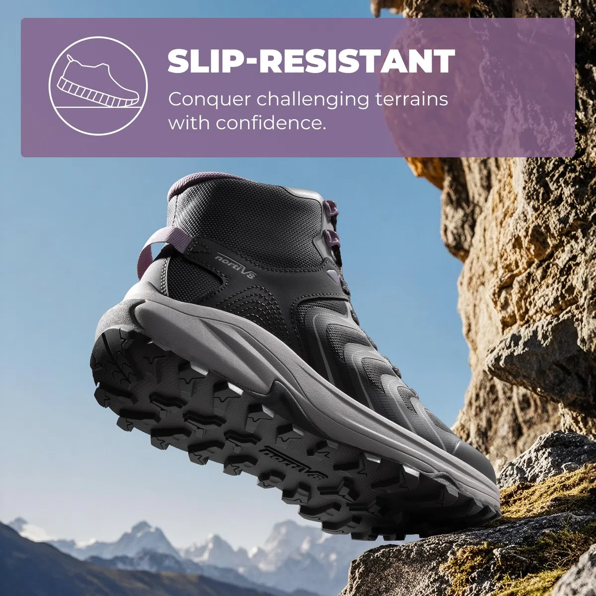 NORTIV 8 Botas de senderismo para mujer, impermeables, con soporte de arco, tenis para caminar al aire libre, cómodas, ligeras, botas Echo Mid