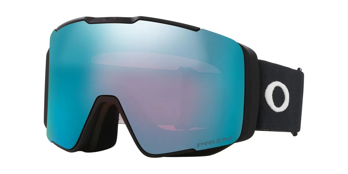 Oakley Line Miner Pro - Gafas de nieve con ajuste de puente bajo, correa negra mate con lente de iridio Prizm Snow Sapphire Iridium, grande