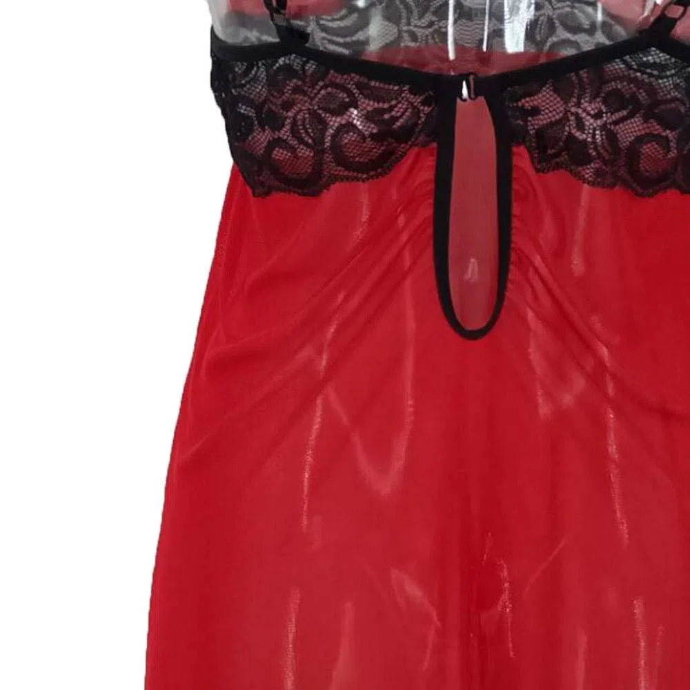 Lencería para Mujer Sexy Tallas Grandes Vestido de Encaje Sexy para Mujer Ropa de Dormir Exótica Disfraz Muñeca Ropa de Dormir (Rojo XXL)