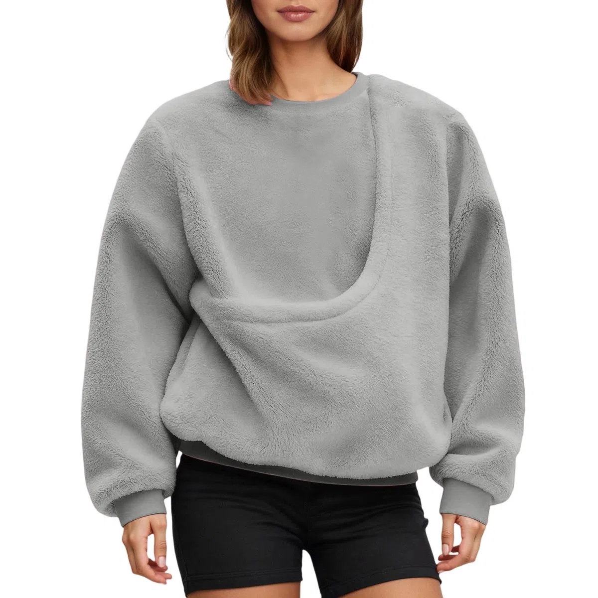 Genérico Sudadera sin Capucha con Bolsillo para pequeños y medianos Forro Polar Delantero Acogedor diseño y Liso para Uso Diario en otoño e Invierno