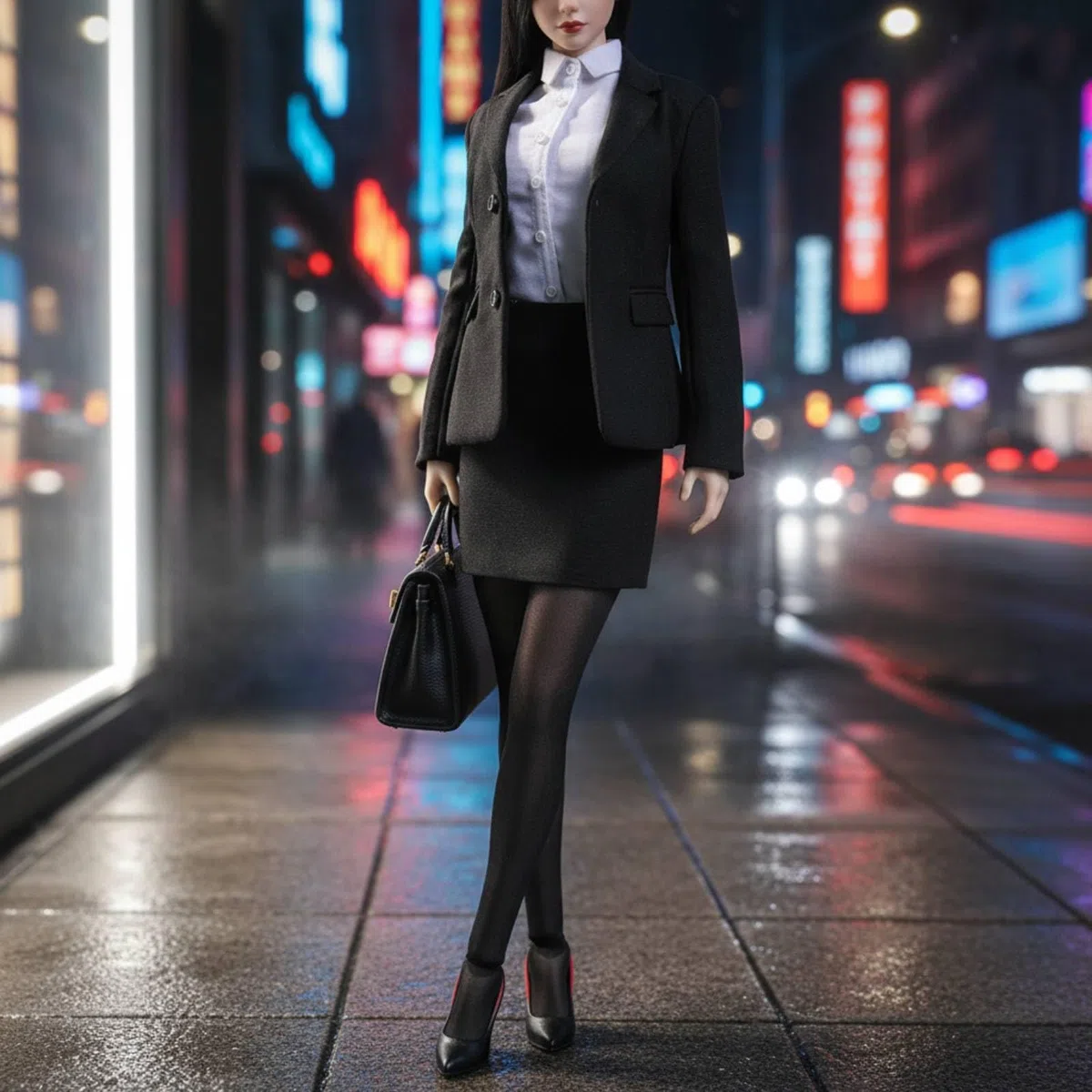 Traje Formal de Mujer Ropa Profesional para Figura Femenina Compuesto por Chaqueta Falda Camisa y Medias Confección Adecuado para Montaje de Escenas Oficina y Exposición