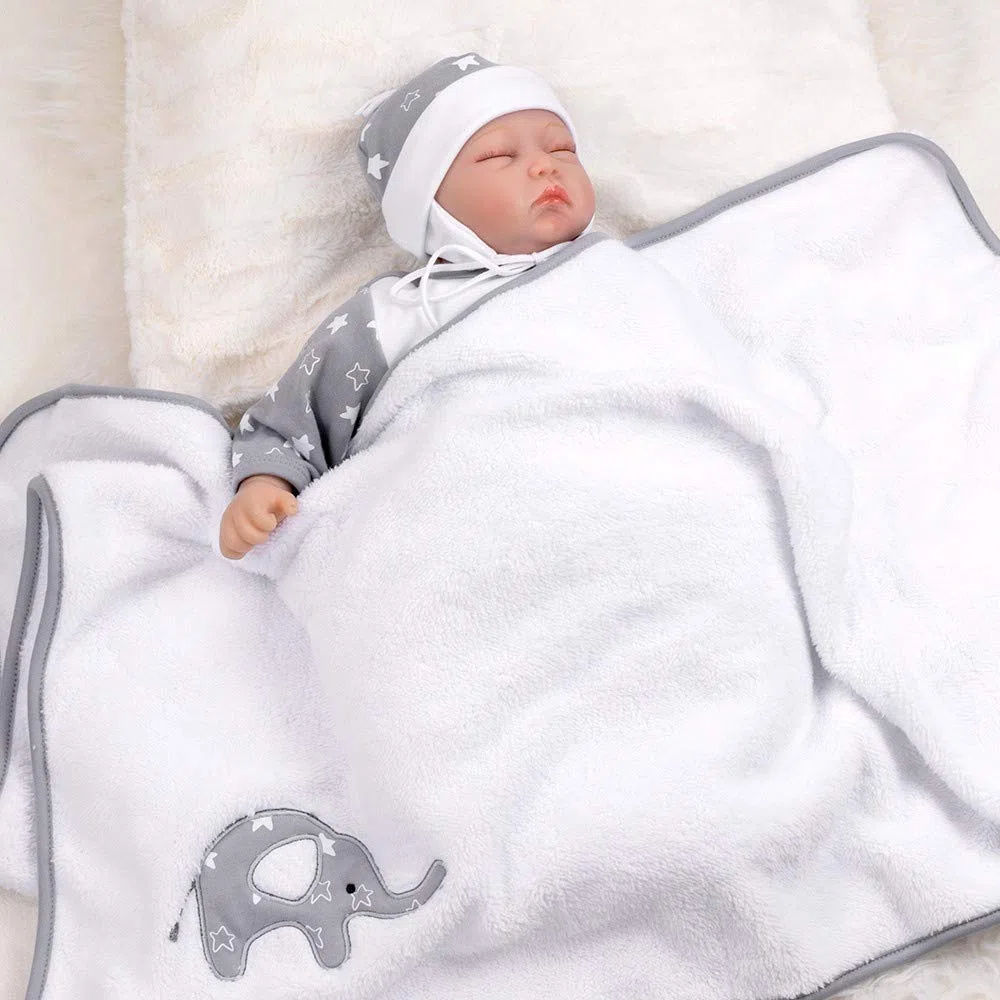 Baby Sweets Baby equipamiento inicial unisex blanco gris Diseño: Little Elephant Juego de 15 piezas para recién nacidos y niños pequeños Tamaño: blanco blanco gris Talla:Newborn (56)