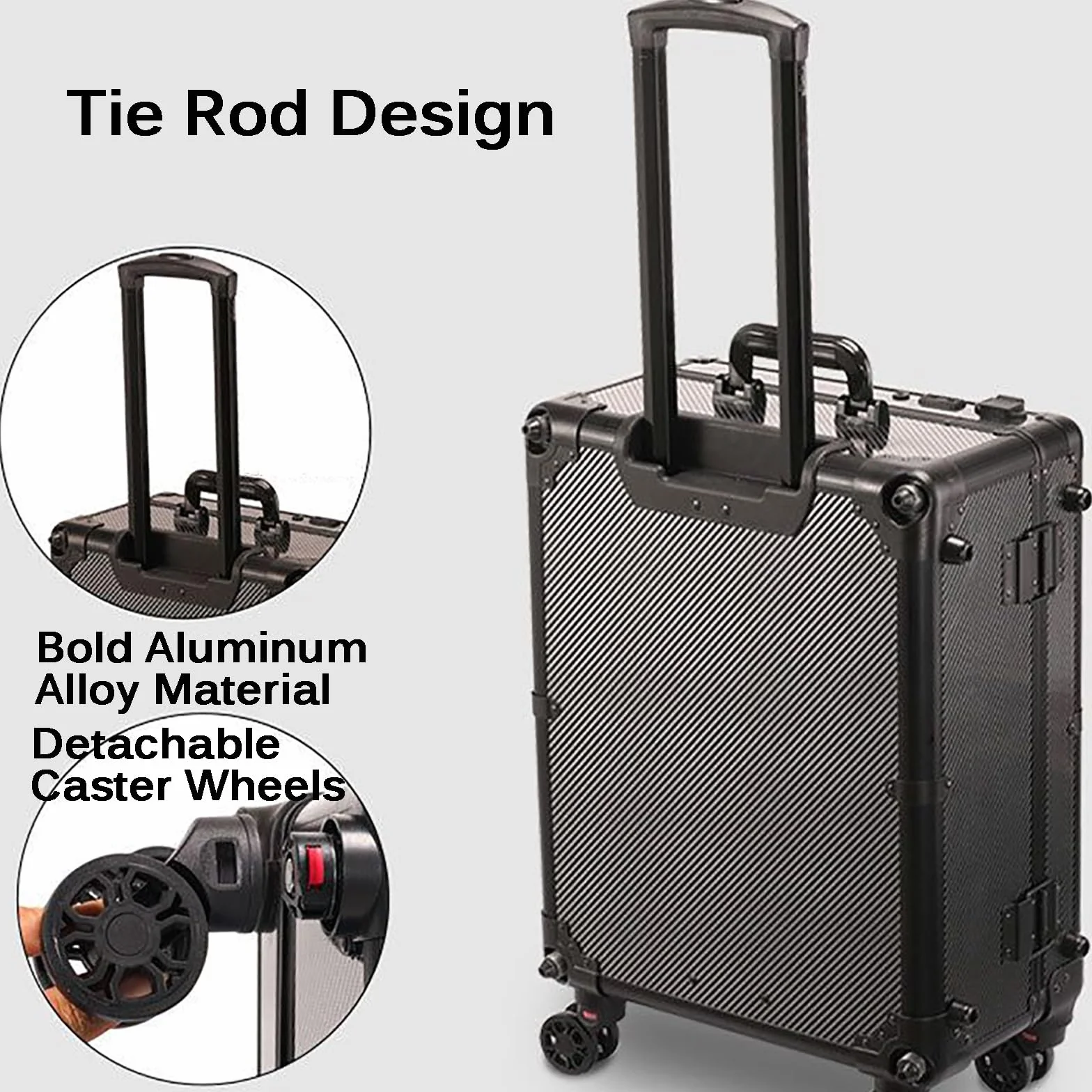 Estuche de maquillaje rodante con espejo y luces LED, estación de viaje portátil para profesionales, Svart