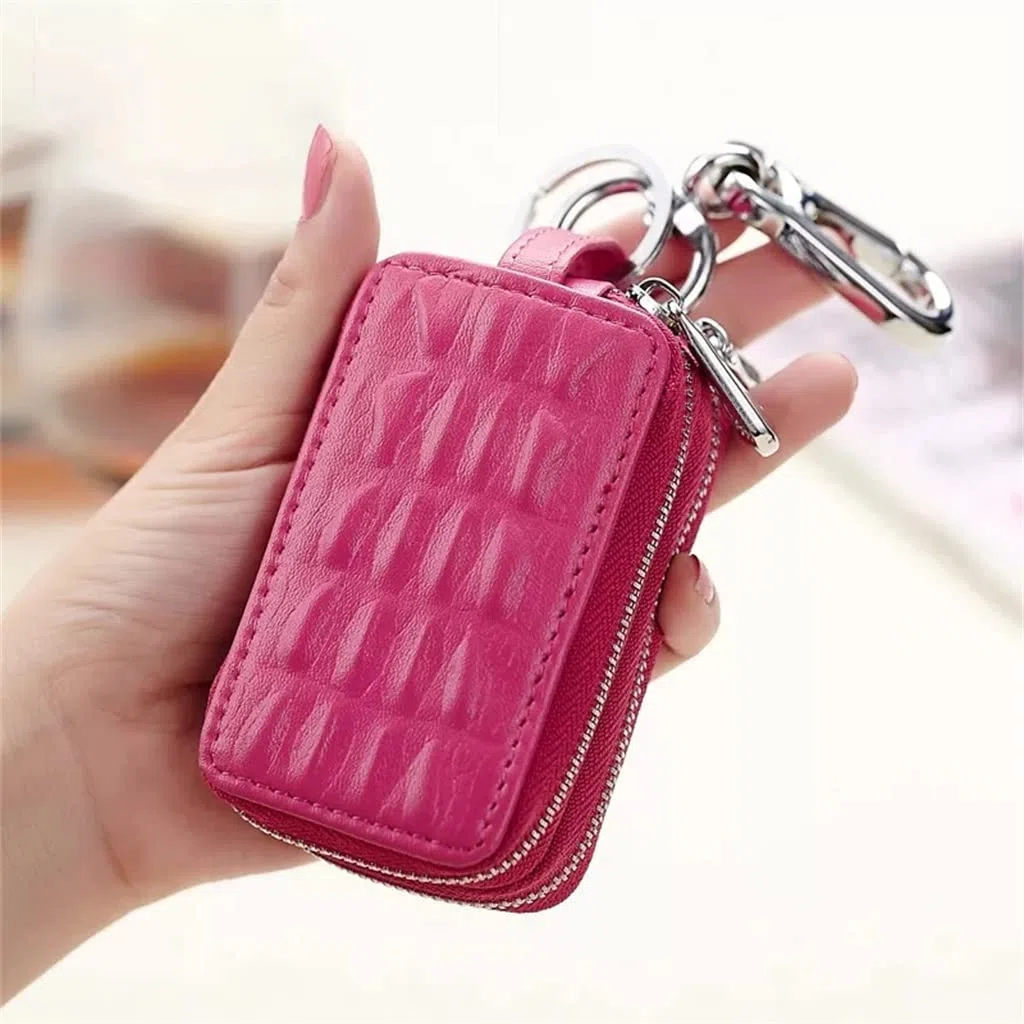 Llavero Unisex para Coche con Doble Cremallera, Bolsa de Almacenamiento para Llaves (Color: Paquete de 3, tamaño (A como Muestra la Imagen)