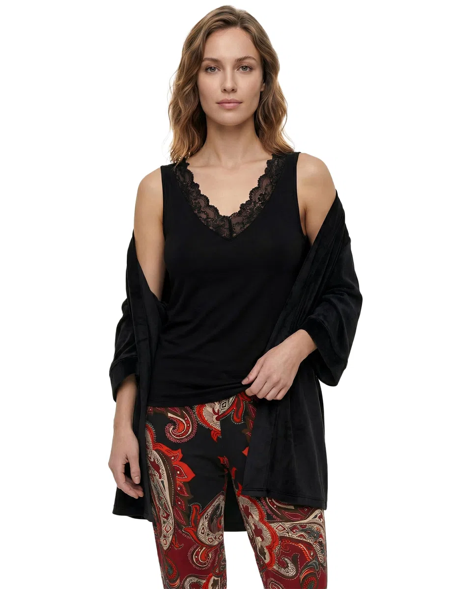 VIVISENCE - Pijama de tres piezas para mujer, con albornoz suave y cómodo
