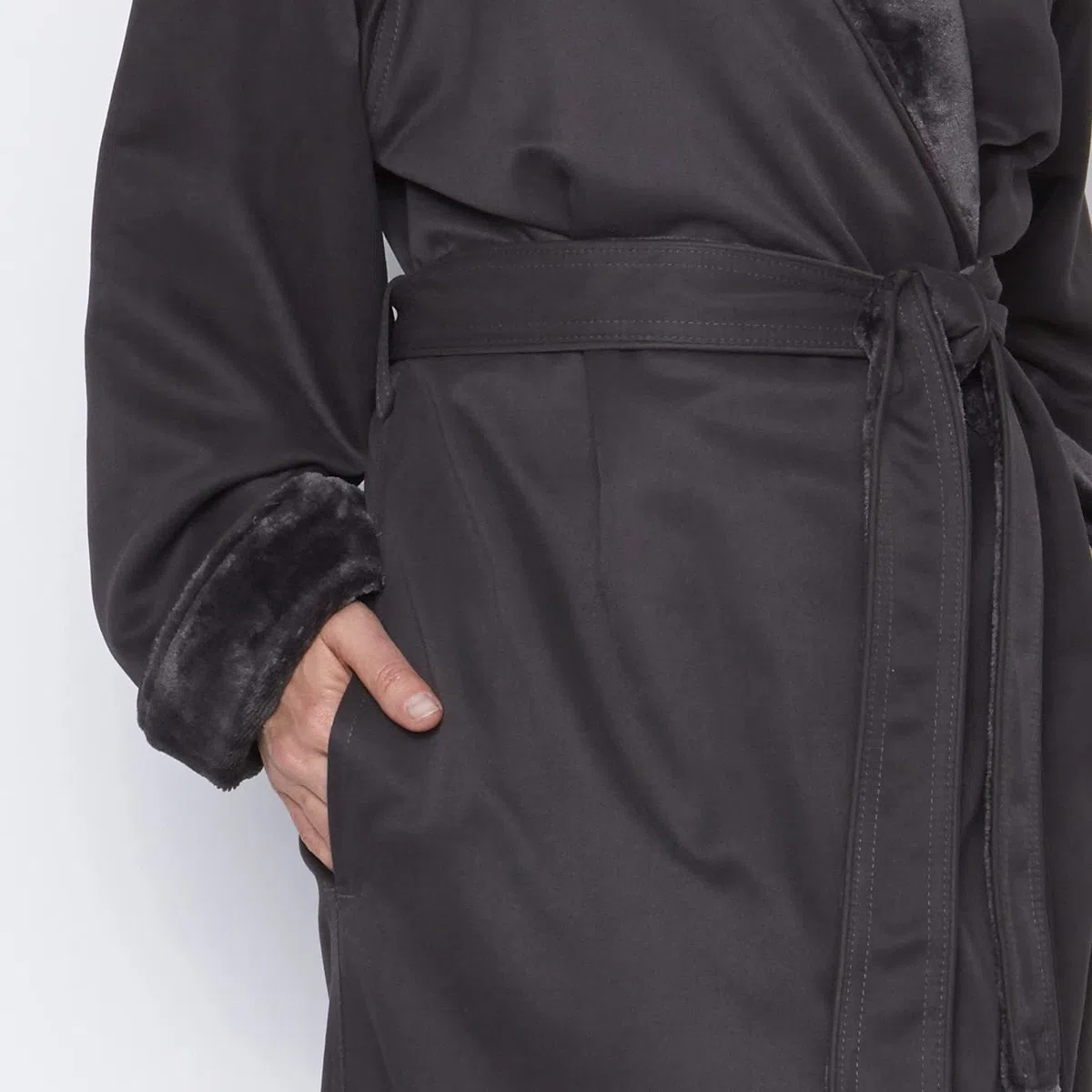 Mansfield - Albornoz Unisex de Microfibra con Forro Brillante - Gris - 2X más