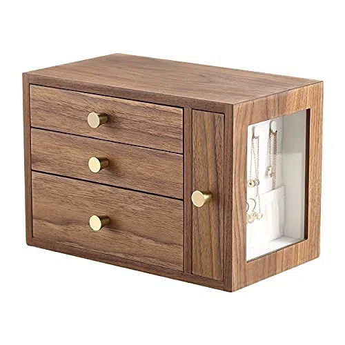 Joyero Organizador de Joyas Caja de joyería de Madera Grande de Lujo Organizador 4 cajón Pendiente de Madera Anillo Collar Reloj de joyería Caja de Estuches de Estuche Caja de Joyas Organizador