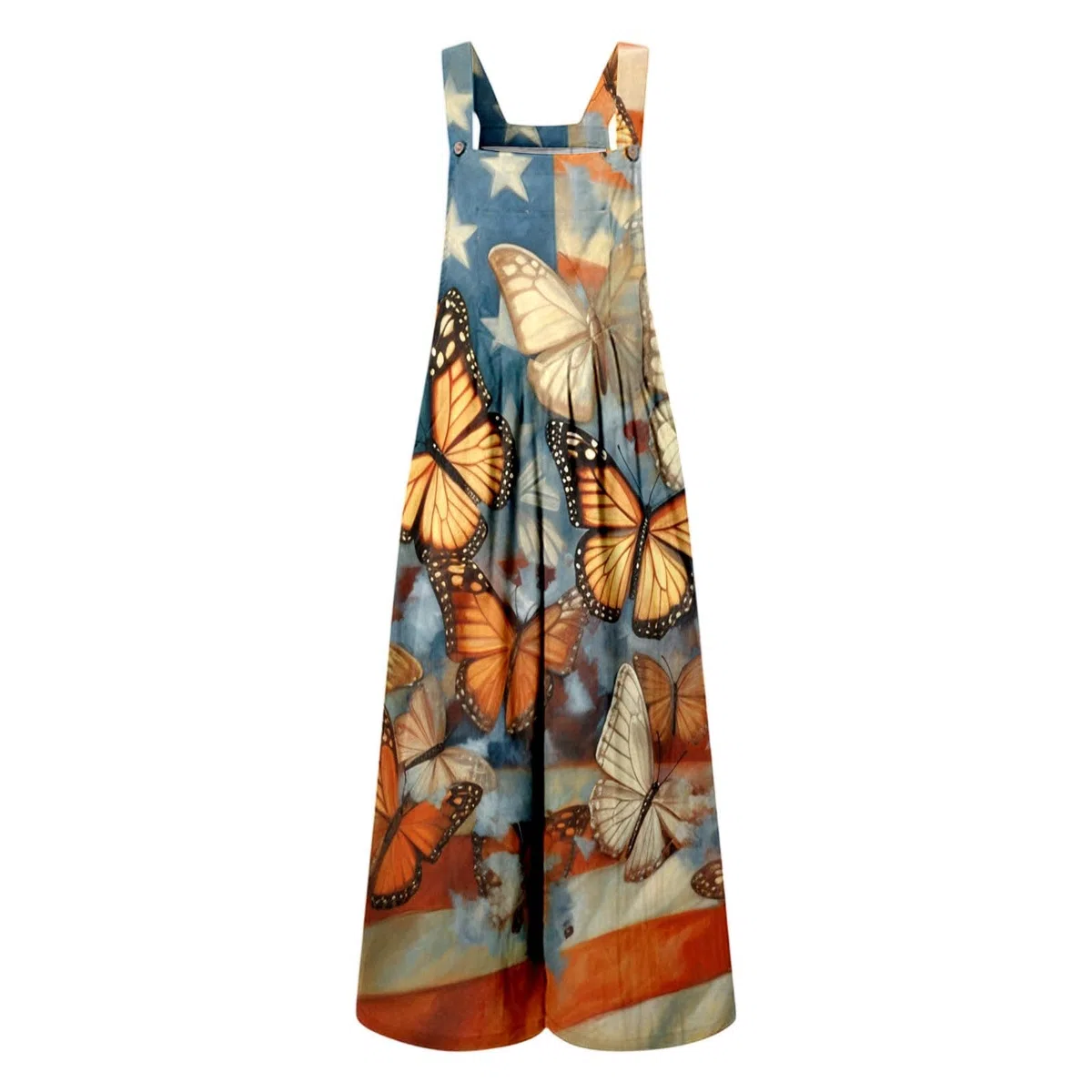 WWricotta Mono con estampado de lentejuelas y estrellas para el evento del Día de la Independencia, festivo y cómodo, mujer, sin mangas, pantalón recto, bolsillos, para noche y celebraciones