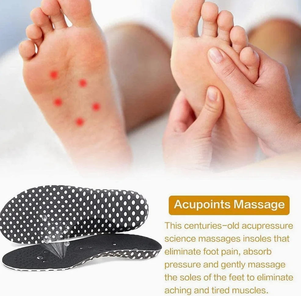 Punto de presión reflexología zapato inserto con masaje antifatiga, plantillas magnéticas con acupresión para hombres y mujeres