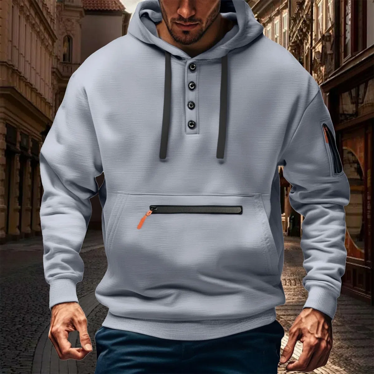 Chaqueta Verano Hombre Sudadera Informal De Manga Larga con Botones Y Medio Botón para Hombre, Otoño E Invierno Sudaderas Futbol Ropa Trabajo Hombres Cremallera Jersey Corta Entretiempo