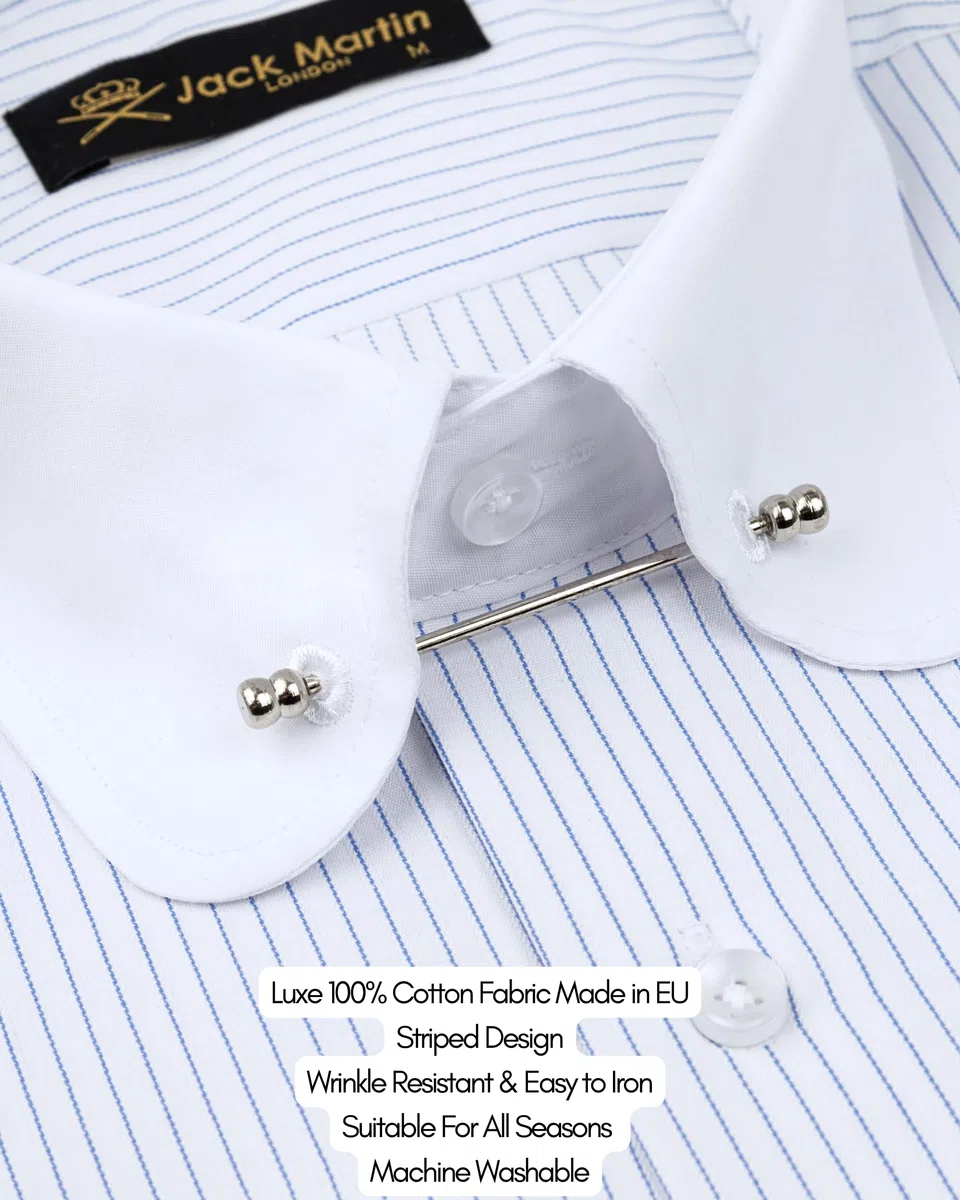 Camisa Hombre Cuello Redondo con Barra | Camisas de Negocios y Camisas Casuales de Corte Ajustado y Manga Larga
