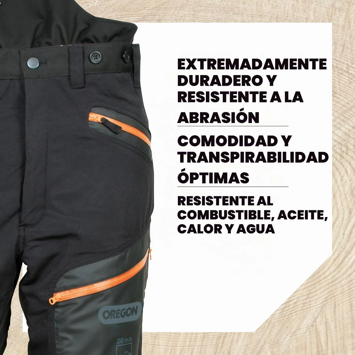Oregon Pantalones de Seguridad Profesionales para Motosierra Fiordland, Protección Clase A, Pantalones de Trabajo para Hombre y Mujer, EPI Ajustable con Protección 20m/s EN ISO 11393-2n - Talla M