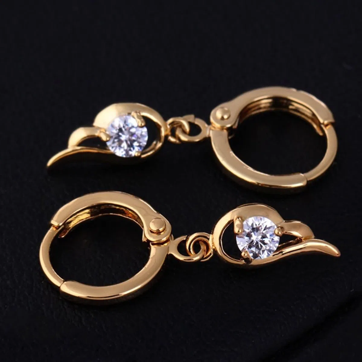 Pendientes de oro auténtico para mujer, oro de 18 quilates 750, pendientes de aro de moissanita, pendientes de gota de aro, oro amarillo Au750, pequeños