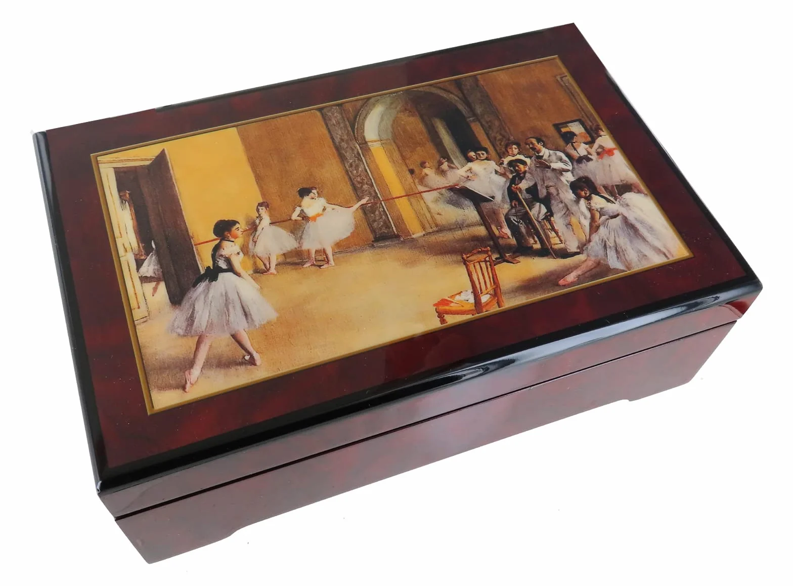 Caja de música para joyas / joyero musical de madera con una reproducción de un cuadro de Edgar Degas, bailarina giratoria y mecanismo musical de 18 notas - La bella durmiente (P. I. Chaikovski)